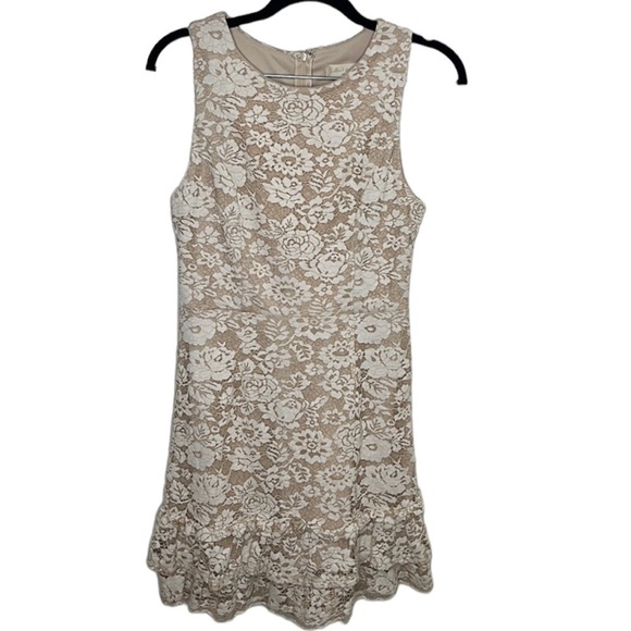 Altar'd State Beige Lace Over-Lay Fit Flair Dress Sz M - Picture 1 of 5